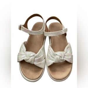 Girls Cat & Jack size 12 white sandals Velcro straps coquette cutie